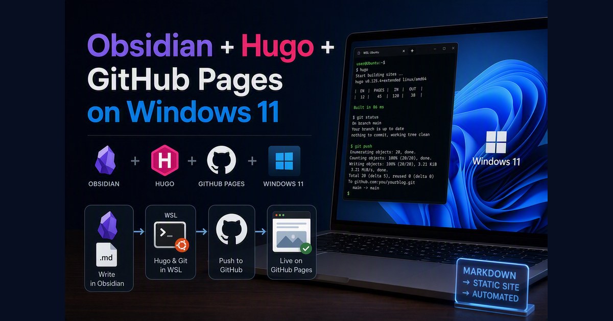 Obsidian + Hugo + GitHub Pages on Windows 11